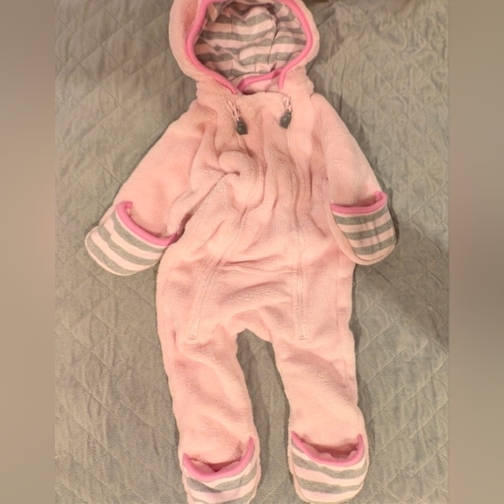 Cozy Pink Hooded Baby Bunting
